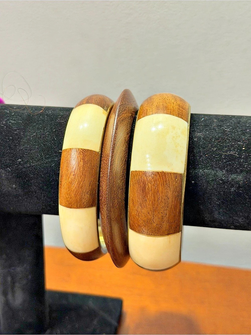 Wood & Cream Color Block Bracelets